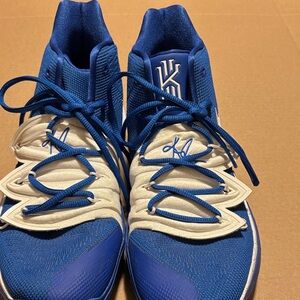 Nike Blue and White Kyrie Basketball Sneakers